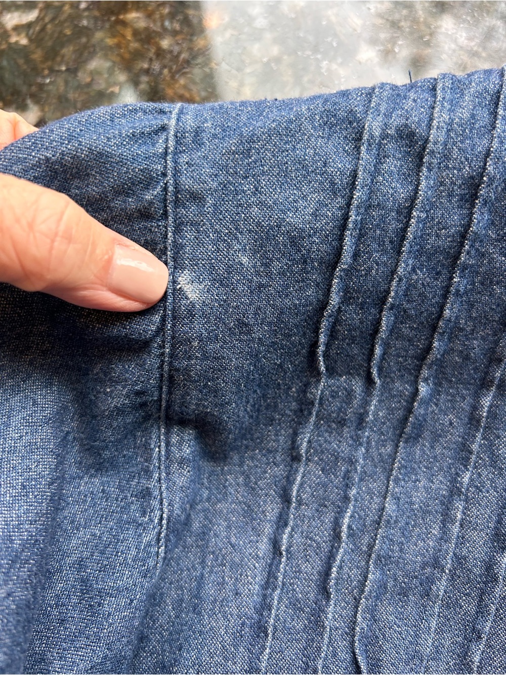 VTG Denim Pintucked Maxi Full Button Down Jumper Dress. Pockets. Cottagecore. 14 - Picture 7 of 10
